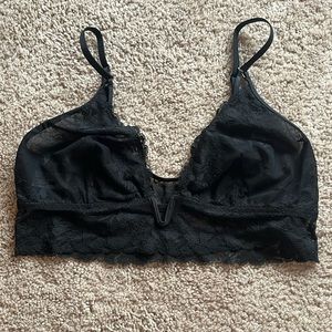Aerie Black Lace Bralette Large Unlined